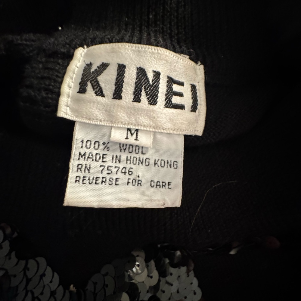 Kinei Black Sparkly Sequined Wool Sweater Medium - Picture 15 of 15